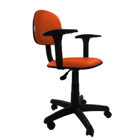 Cadeira Secretaria Giratoria Polo com Braco Regulavel - Couro SinteticoCorano - Laranja