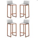 Ver imagem 1 de Kit 4 Banquetas Altas Luxo Dani com Encosto Base Bronze:branco