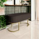 Ver imagem 2 de Banco Recamier Estofado Luana Base Gold Veludo Marrom - Montanaris Decor