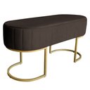 Ver imagem 1 de Banco Recamier Estofado Luana Base Gold Veludo Marrom - Montanaris Decor