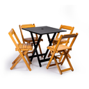 Ver imagem 1 de Jogo de Mesa 70x70 c/4 Cadeiras com Furo para Ombrelone Preto/Mel - m.B Móveis