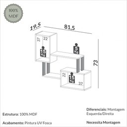 Nicho Retangular 100% Mdf Industrial F25 Freijó/preto - Dalla Costa - 3 Nicho Retangular 100% Mdf Industrial F25 Freijó/preto - Dalla Costa - 3