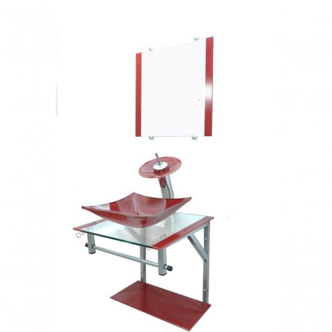 Gabinete Vinho De Vidro 40cm Cc33cm e torneira Cascata