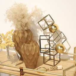 Vaso Decorativo de Vidro Amarelo 26,5cm BC0079 BTC - 2