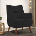 Ver imagem 2 de Poltrona Decorativa Fixa Pés de Madeira Isabella D02 Veludo Preto B-300 - Lyam Decor
