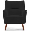Ver imagem 3 de Poltrona Decorativa Fixa Pés de Madeira Isabella D02 Veludo Preto B-300 - Lyam Decor