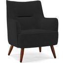 Ver imagem 1 de Poltrona Decorativa Fixa Pés de Madeira Isabella D02 Veludo Preto B-300 - Lyam Decor