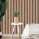 Ver imagem 2 de Papel de Parede Adesivo Ripas 3d Madeira Natural Rolo 10m