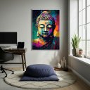 Ver imagem 1 de Quadro Decorativo Buda em Cores 70x50cm Mold Branca