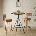 Ver imagem 1 de Conjunto Mesa Bistrô com 2 Banquetas Lais Courino Caramelo | Aço Preto - Sallar Home