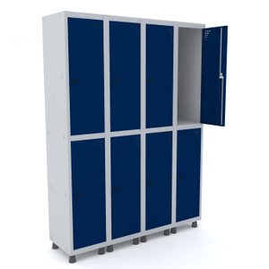 ROUPEIRO DE AÇO 4M 08 PORTAS PITÃO PANDIN - CINZA/AZUL DEL REY GRP 504/8 DI