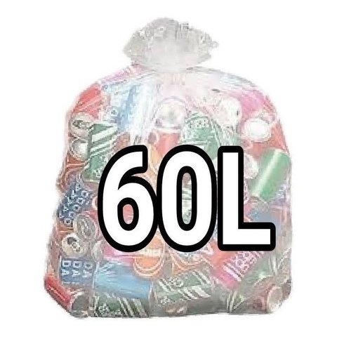 Sacos de Lixo 60 Litros Transparente Reforçado 100 Unidades Cinza-claro