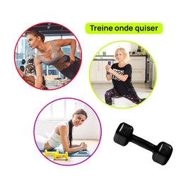 Kit 3 Halteres Sextavados Peso Academia Bonatif Fitness + Suporte 12kg Colorido - 2