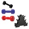 Kit 3 Halteres Sextavados Peso Academia Bonatif Fitness + Suporte 12kg Colorido - 1