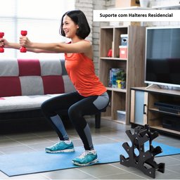 Kit 3 Halteres Sextavados Peso Academia Bonatif Fitness + Suporte 12kg Colorido - 5