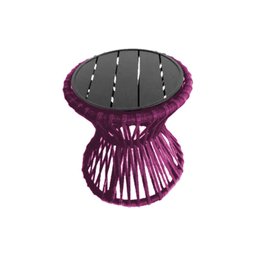 Mesa de Centro Sol em Corda Náutica e Base em Alumínio Preta 70cm Rosa - 1