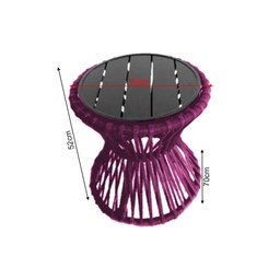 Mesa de Centro Sol em Corda Náutica e Base em Alumínio Preta 70cm Rosa - 2