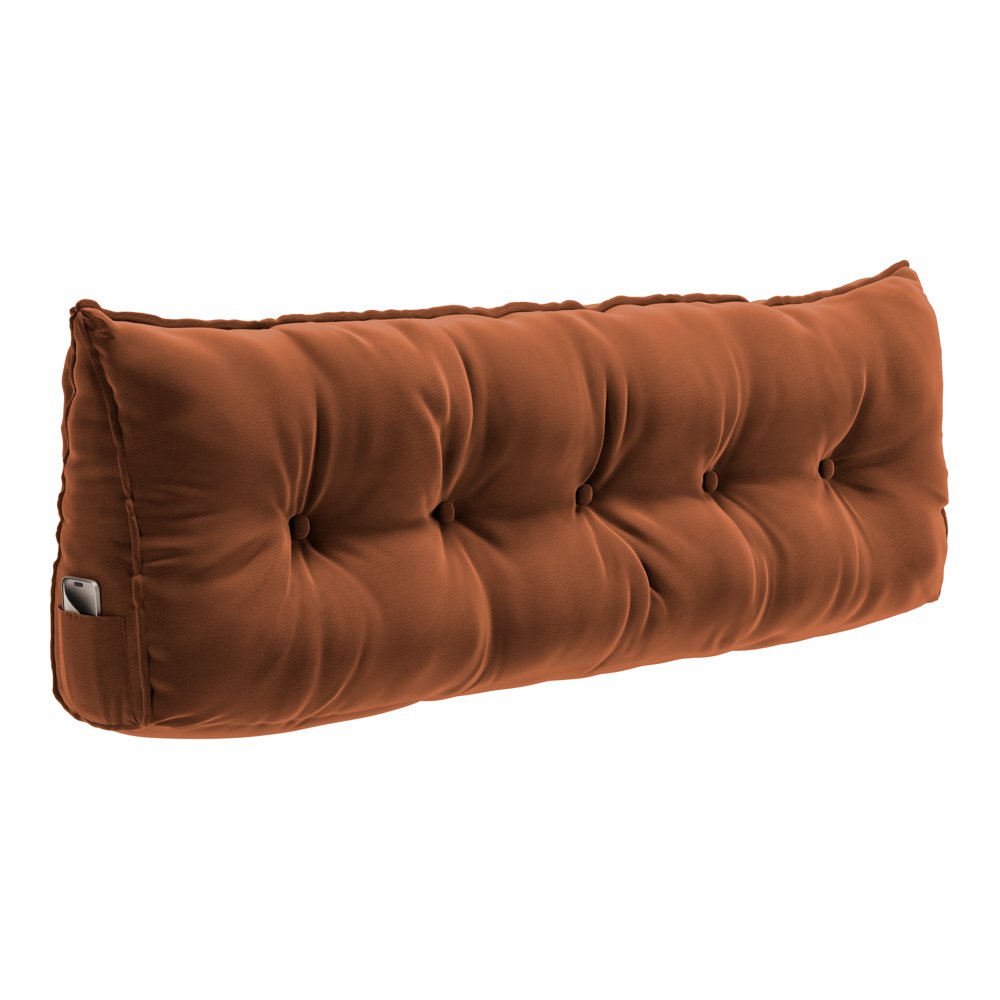 Almofada para Cabeceira Encosto Apoio Lombar Spot 160cm com Porta Celular Veludo - Desk Design