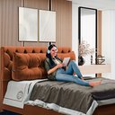 Ver imagem 2 de Almofada para Cabeceira Encosto Apoio Lombar Spot 160cm com Porta Celular Veludo - Desk Design