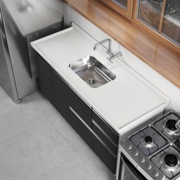 Pia de Cozinha em Mármore Sintético com Cuba em Aço Inox 120cmx55cm Aj Rorato - 3