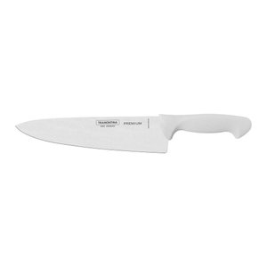 Faca Chef Tramontina Premium com Lâmina em Aço Inox e Cabo de Polipropileno Branco 10" Tramontina