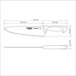 Faca Chef Tramontina Premium com Lâmina em Aço Inox e Cabo de Polipropileno Branco 10" Tramontina - 2