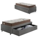 Ver imagem 1 de Base Box Cama Solteirão Sapateira Courino Linho Cinza e Colchão Relax Adorabile Ecoflex 96x203