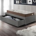 Ver imagem 5 de Base Box Cama Solteirão Sapateira Courino Linho Cinza e Colchão Relax Adorabile Ecoflex 96x203