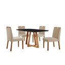 Ver imagem 1 de Conjunto Sala de Jantar Mesa Florença 140x80cm Preto com 4 Cadeiras Dallas Linho Bege