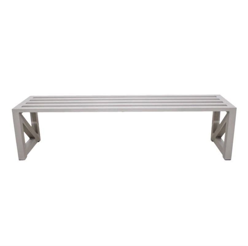 Banco Ripado Área Externa Tubo Alumínio Bege 160x40x40cm