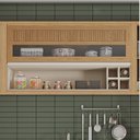 Ver imagem 1 de Armário 120cm 1 Porta Horizontal com Vidro, Nicho e Garrafeiro MDF Lisboa Itatiaia