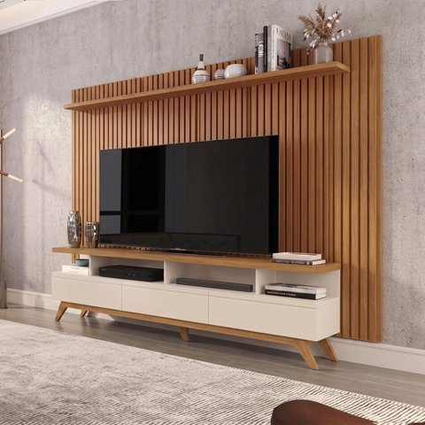Rack com Painel Ripado para TV até 86 Polegadas 230cm Vivare