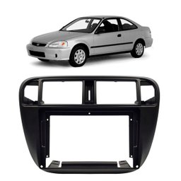 Moldura Painel Central Multimidia 9 Polegadas Civic Ar Digital 1996 À 2000 Preto Fosco Expex 9ho015 - 3