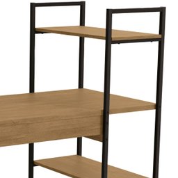 Mesa Escrivaninha Industrial Office C/ Estante e Prateleiras Freijó/preto Fosco - 7
