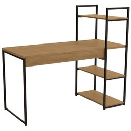 Mesa Escrivaninha Industrial Office C/ Estante e Prateleiras Freijó/preto Fosco - 5