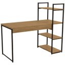 Ver imagem 5 de Mesa Escrivaninha Industrial Office C/ Estante e Prateleiras Freijó/preto Fosco