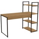 Ver imagem 5 de Mesa Escrivaninha Industrial Office C/ Estante e Prateleiras Freijó/preto Fosco
