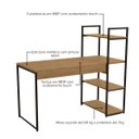 Ver imagem 4 de Mesa Escrivaninha Industrial Office C/ Estante e Prateleiras Freijó/preto Fosco