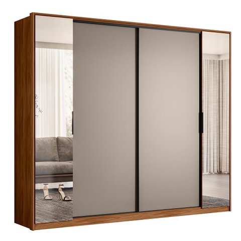 Guarda Roupa Casal Laredo 4 Portas Flex Nogueira/nude Prime Tx com Espelho - Demartêz