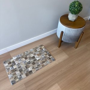 Passadeira Capacho 70x40cm em Couro Exótico Claro Quadriculado