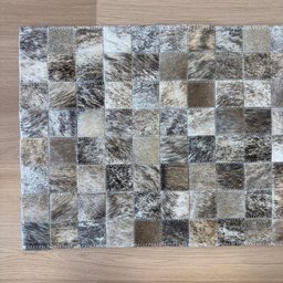 Passadeira Capacho 70x40cm em Couro Exótico Claro Quadriculado - 2