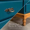 Ver imagem 5 de Mesa Escrivaninha 10 Gavetas Clássica Pés Luiz Xv Sala Quarto Ecomem Azul Petróleo - Imbuia