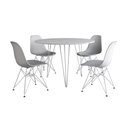 Ver imagem 6 de Mesa de Jantar Redonda 90cm Branca Clips 3 Pés com 4 Cadeiras Brancas Ferro Branco Cor: Branco