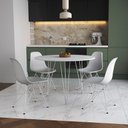 Ver imagem 1 de Mesa de Jantar Redonda 90cm Branca Clips 3 Pés com 4 Cadeiras Brancas Ferro Branco Cor: Branco