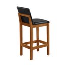 Ver imagem 3 de Banqueta Alta Luxo Pérola com Encosto Estofada em Couro Pu Preto Madeira Maciça Castanho