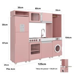 Cozinha Infantil Luli C/ Refrigerador, Fogão, Micro-ondas, Máq. Lavar/tabua Passar Rose Ofertamo - 4