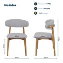 Ver imagem 7 de Conjunto 2 Cadeiras Estofada Linho para Jantar Cozinha Frida Cinza Madeira Mel Maciça
