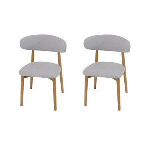 Conjunto 2 Cadeiras Estofada Linho para Jantar Cozinha Frida Cinza Madeira Mel Maciça