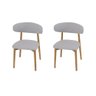 Conjunto 2 Cadeiras Estofada Linho para Jantar Cozinha Frida Cinza Madeira Mel Maciça - 1