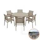 Ver imagem 1 de Mesa de Jantar Externa Alumínio Ripado 1,30m com 6 Cadeiras Tela Sling Fendi